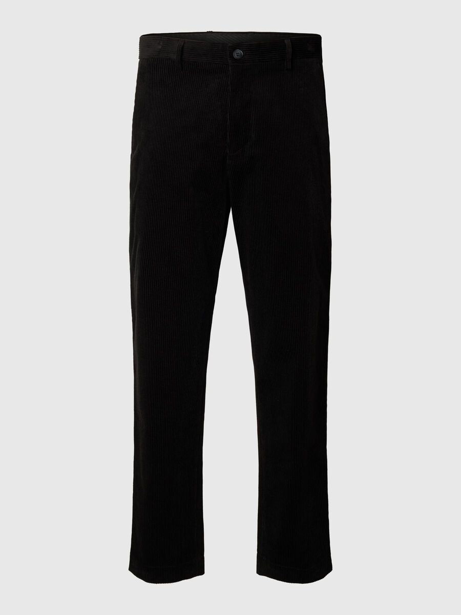 Selected REGULAR FIT CORDUROY TROUSERS, Black, highres - 16097832_Black_001.jpg