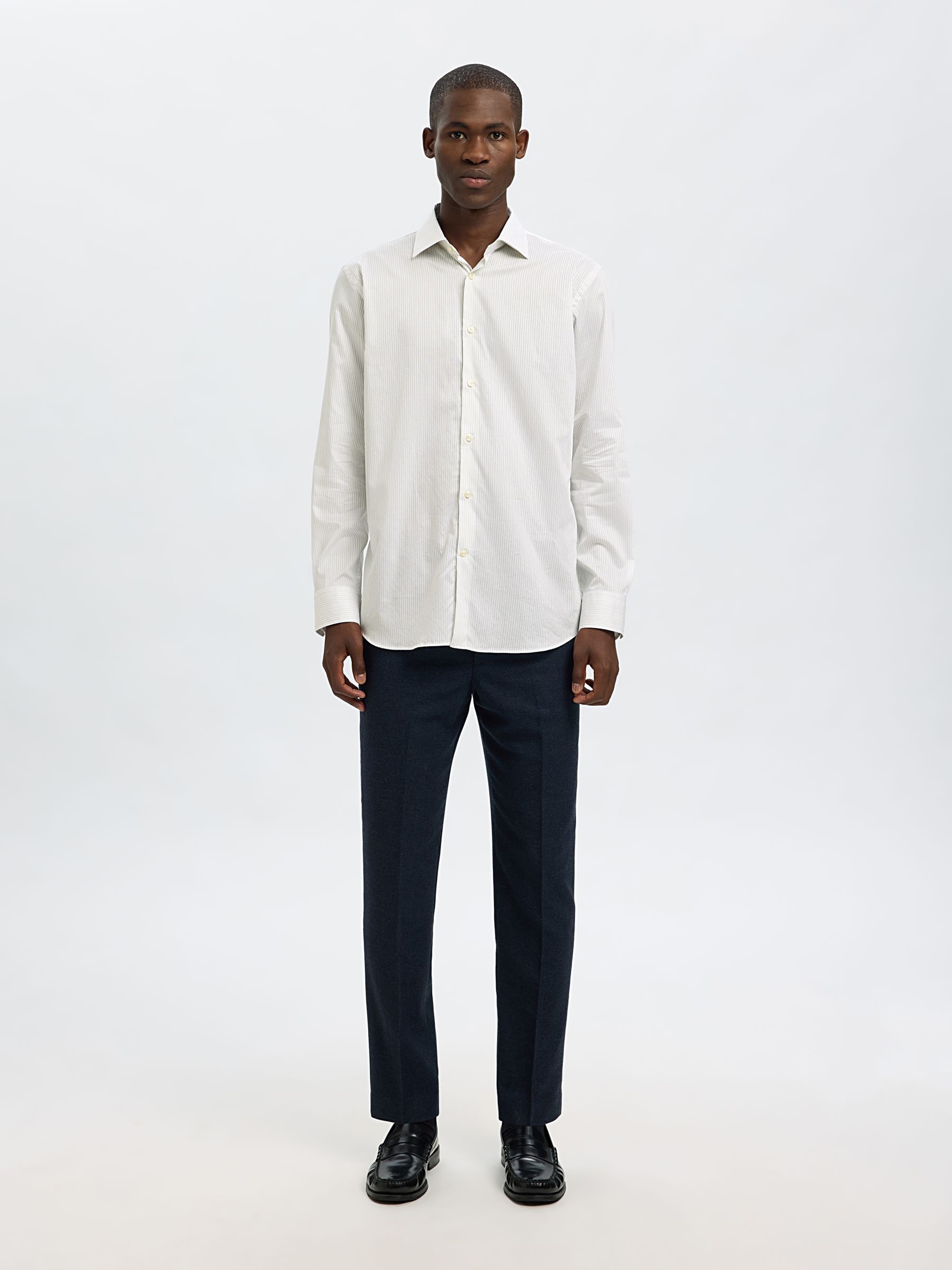 COTTON SLIM FIT SHIRT, White, highres