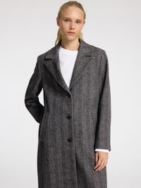 LAINE MÉLANGÉE LONG MANTEAU, Black, highres