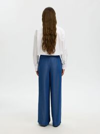 CHAMBRAY WIDE-LEG TROUSERS, Dark Blue, highres