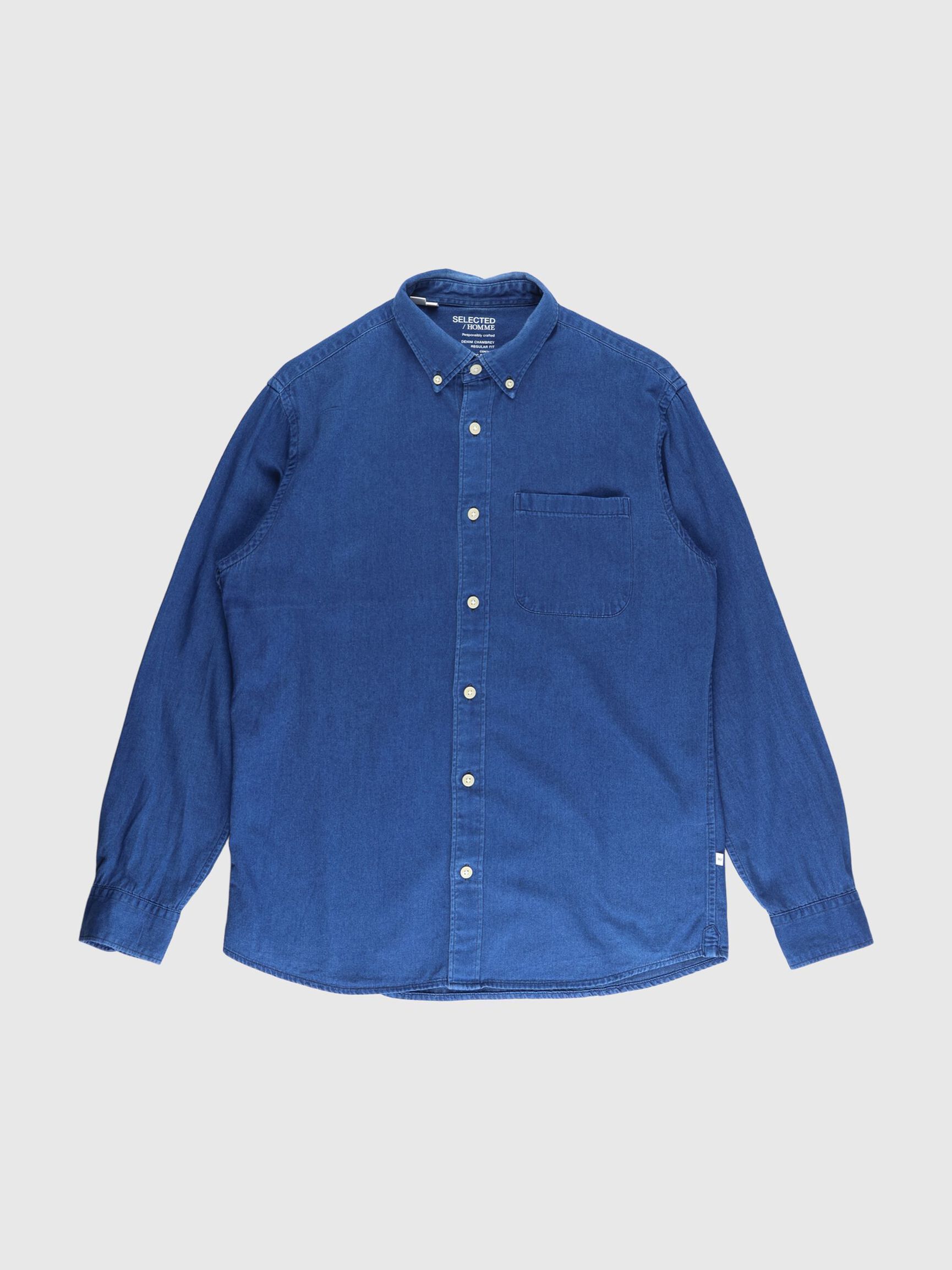BUTTON-DOWN DENIMSKJORTE, Dark Blue Denim, highres