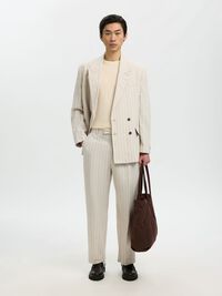 RELAXED FIT SUIT TROUSERS, Oatmeal, highres