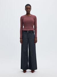 STRIPED LONG-SLEEVED T-SHIRT, Tawny Port, highres