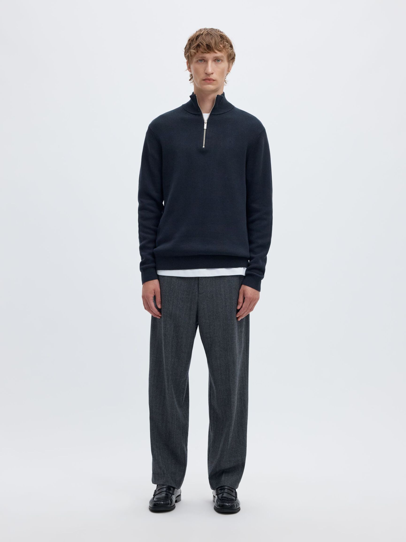 HALVE RITSSLUITING SWEATER, Sky Captain, highres