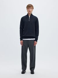 HALVE RITSSLUITING SWEATER, Sky Captain, highres
