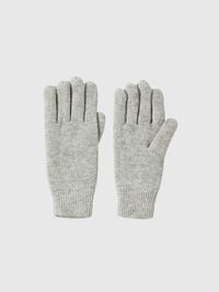 WOOL BLEND RIBBED GLOVES, Light Grey Melange, highres
