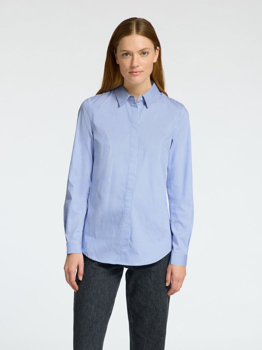 Selected FITTED STRIPED SHIRT, Bright White, highres - 16096449_BrightWhite_1181365_003.jpg