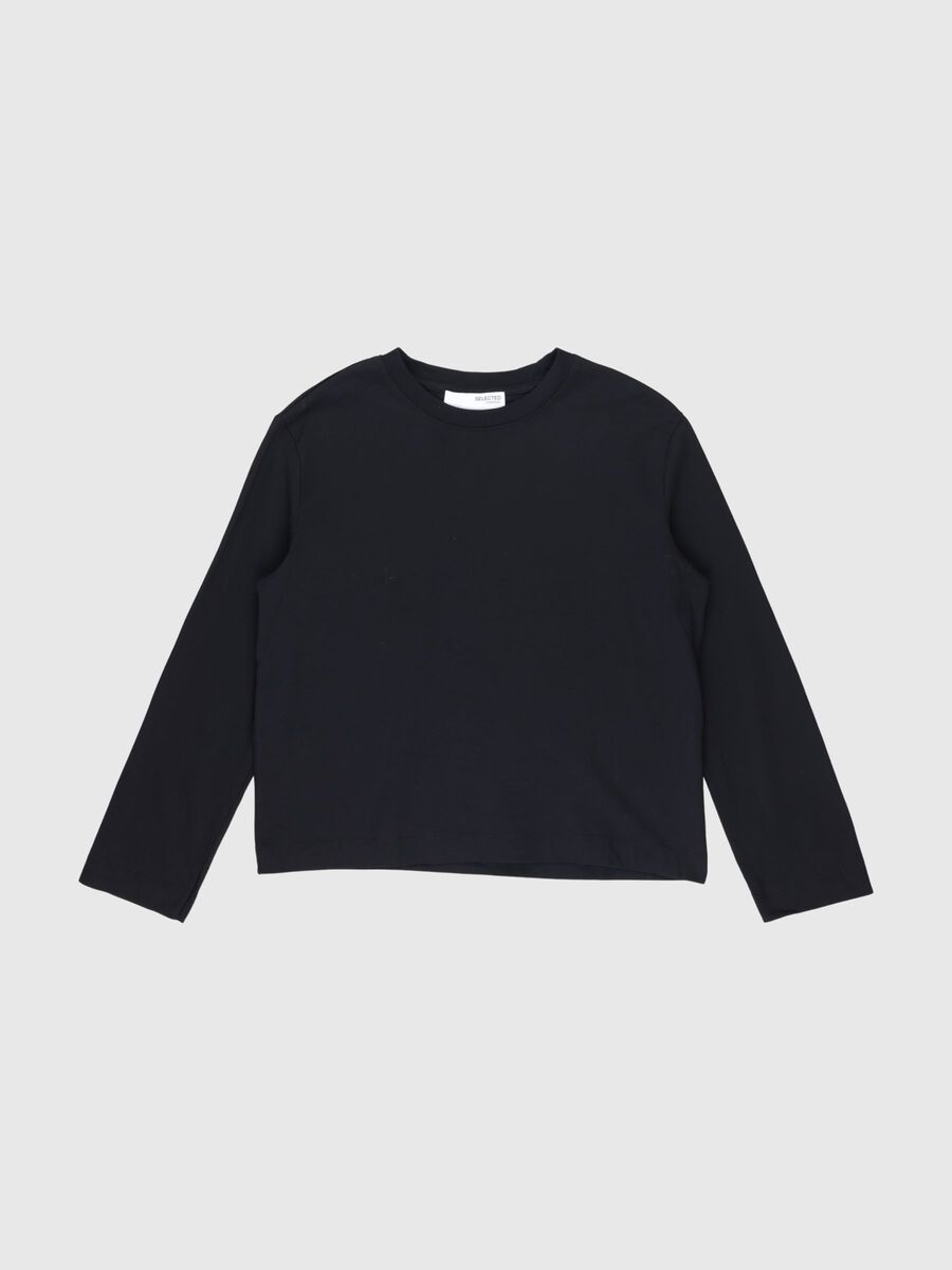 Selected LONG-SLEEVED BOXY T-SHIRT, Black, highres - 80000364_Black_001.jpg