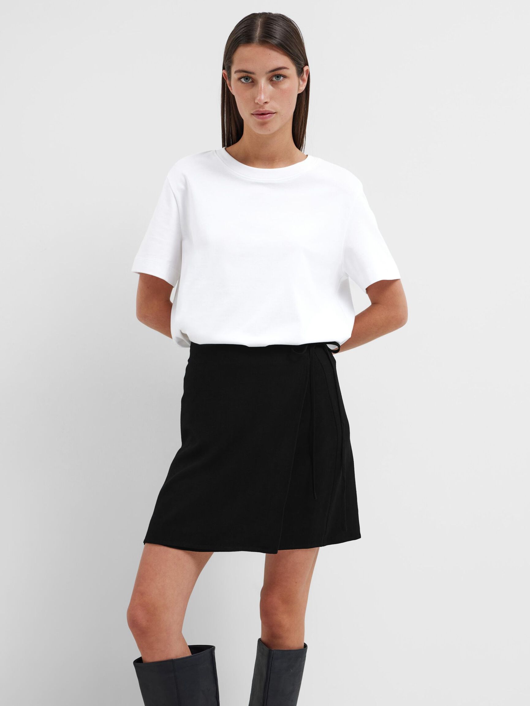 WRAP MINI SKIRT, Black, highres