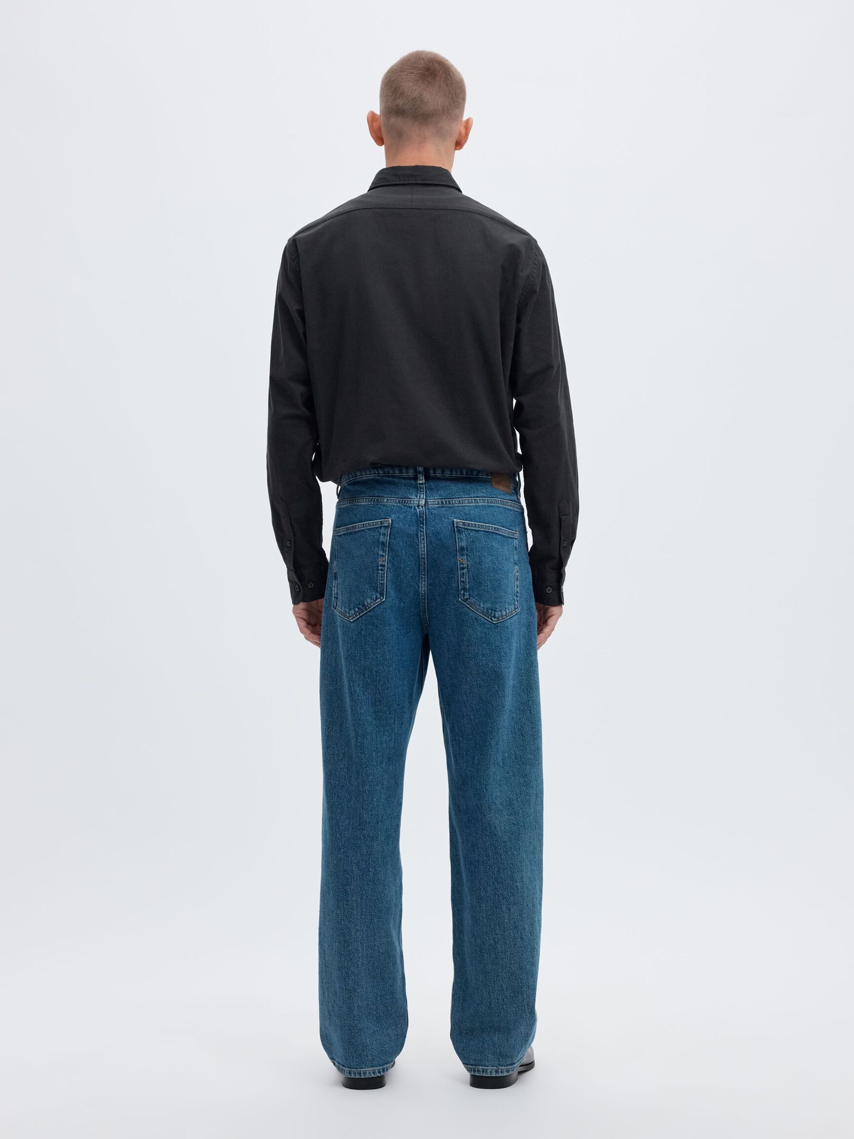 OXFORD LONG SLEEVED SHIRT, Black, highres