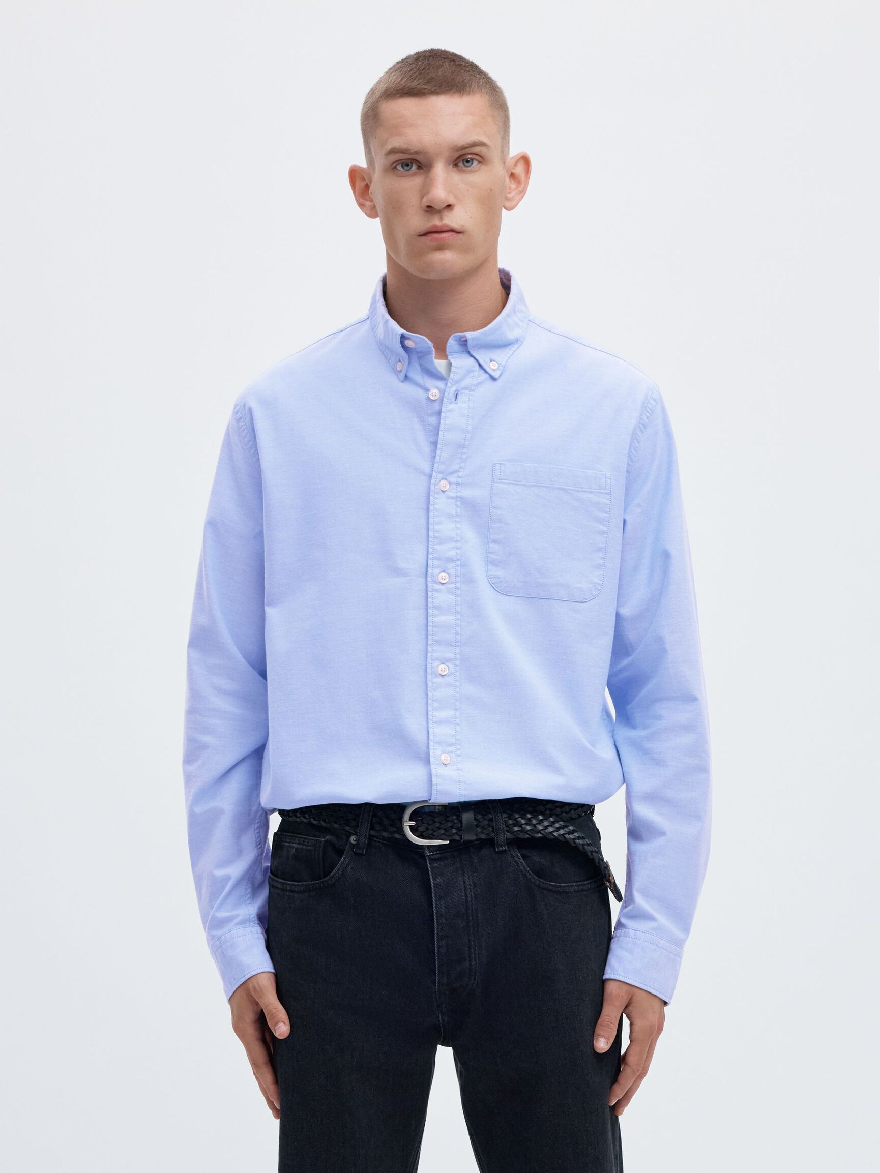 OXFORD LONG SLEEVED SHIRT, Light Blue, highres