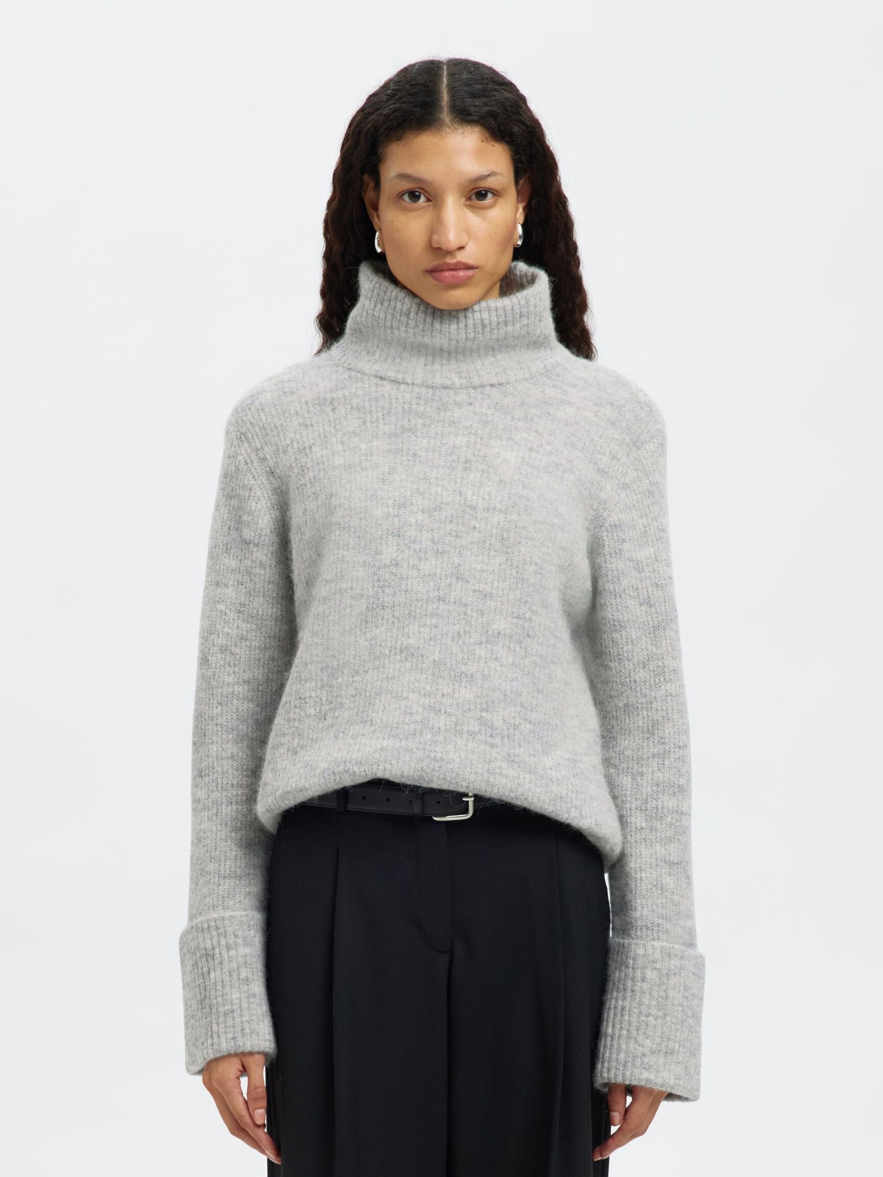 RULLEKRAVE ULDBLANDING STRIKTRØJE, Light Grey Melange, highres