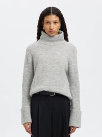 RULLEKRAVE ULDBLANDING STRIKTRØJE, Light Grey Melange, highres