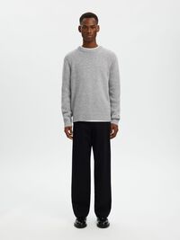 WOOL BLEND RELAXED FIT JUMPER, Light Grey Melange, highres