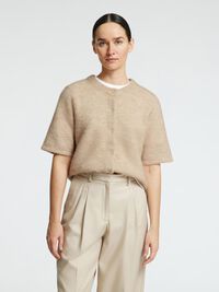 WOLLGEMISCH KURZARM STRICKJACKE, Birch, highres