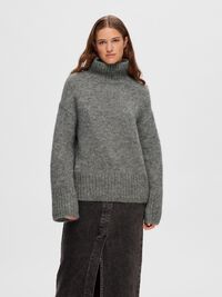 WOLLGEMISCH HIGH NECK PULLOVER, Light Grey Melange, highres