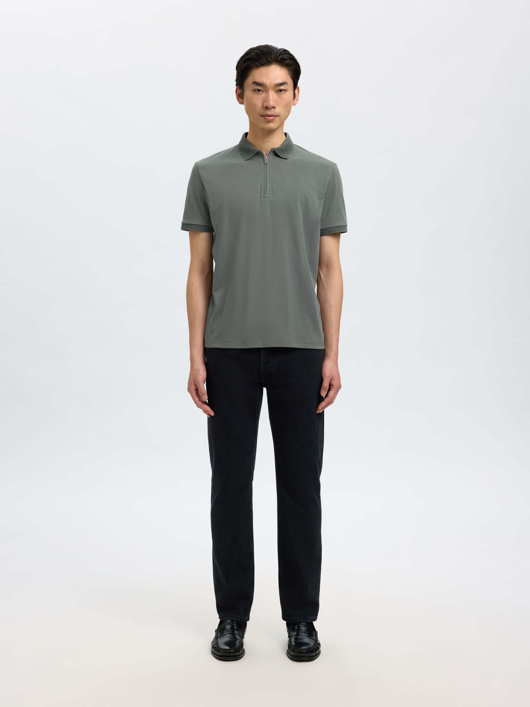 ZIPPER POLO, Agave Green, highres