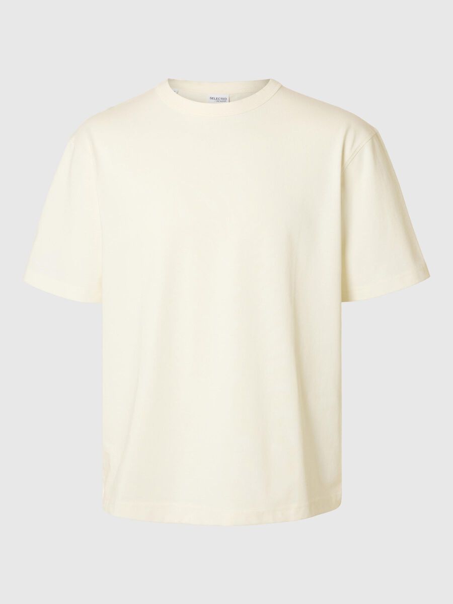 Selected RELAXED FIT T-SHIRT, Egret, highres - 16097650_Egret_001.jpg