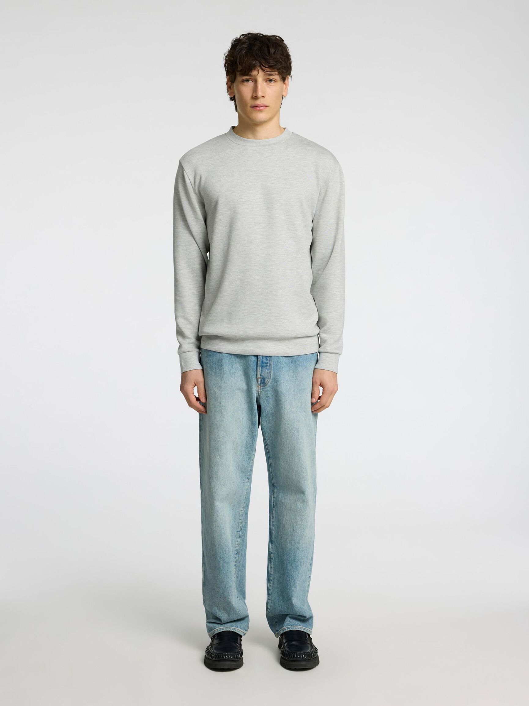 VISCOSE BLEND SWEATSHIRT, Light Grey Melange, highres