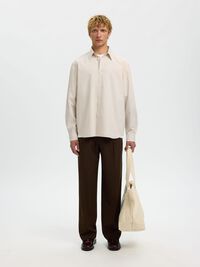 RELAXED FIT LANGARMHEMD, Sand, highres