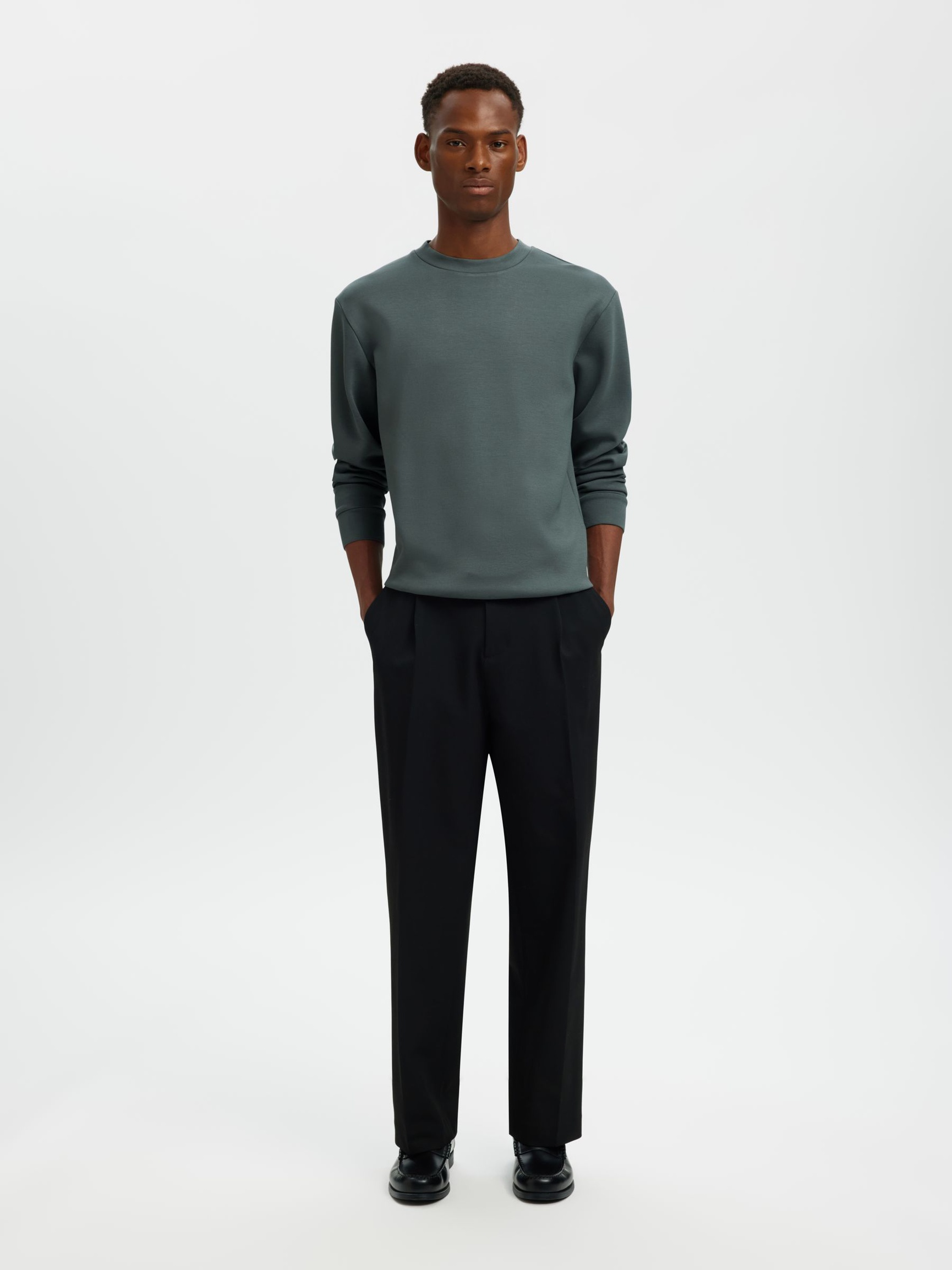 VISKOSBLANDNING SWEATSHIRT, Balsam Green, highres