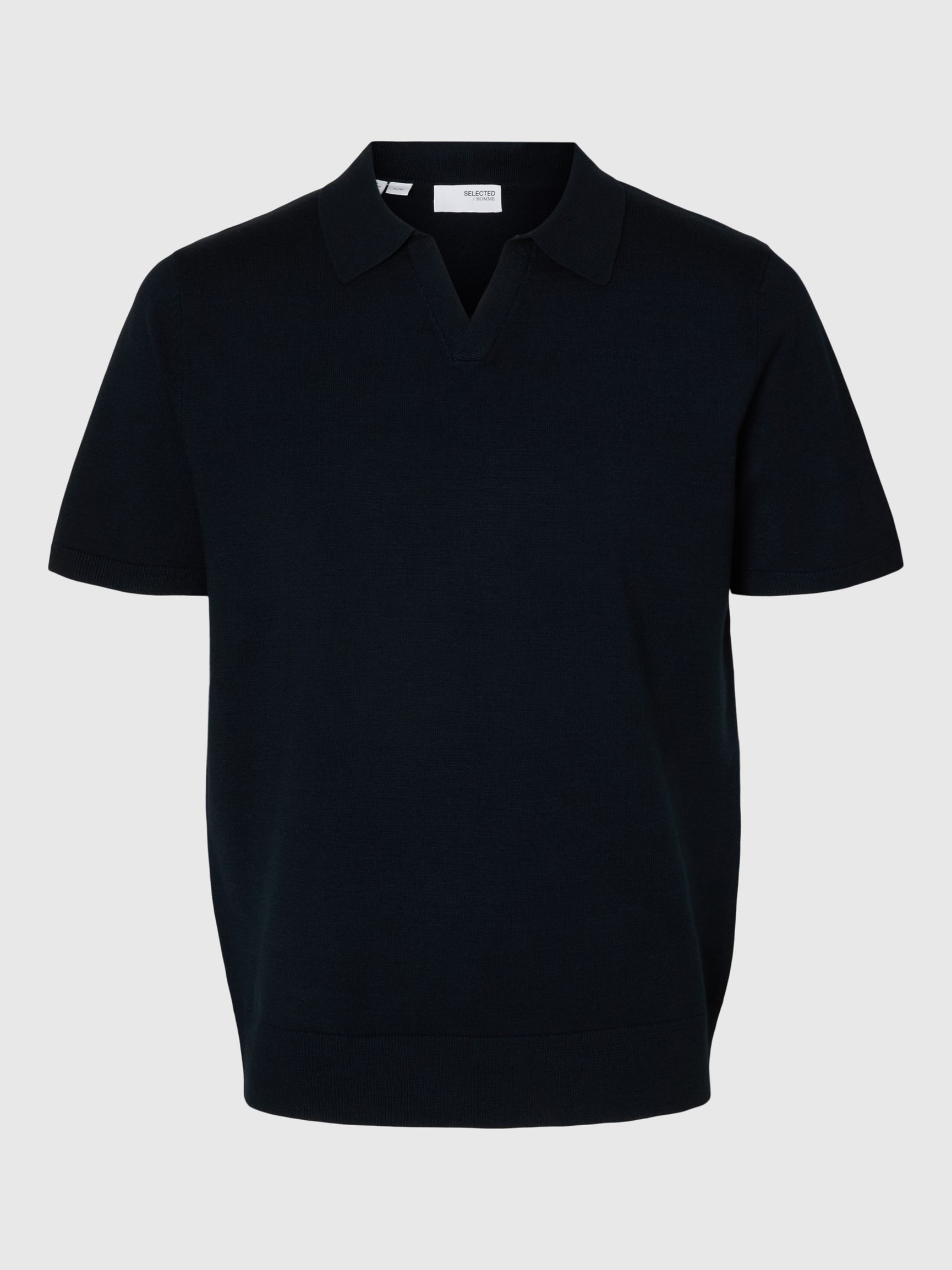 KNITTED KNITTED POLO SHIRT, Sky Captain, highres