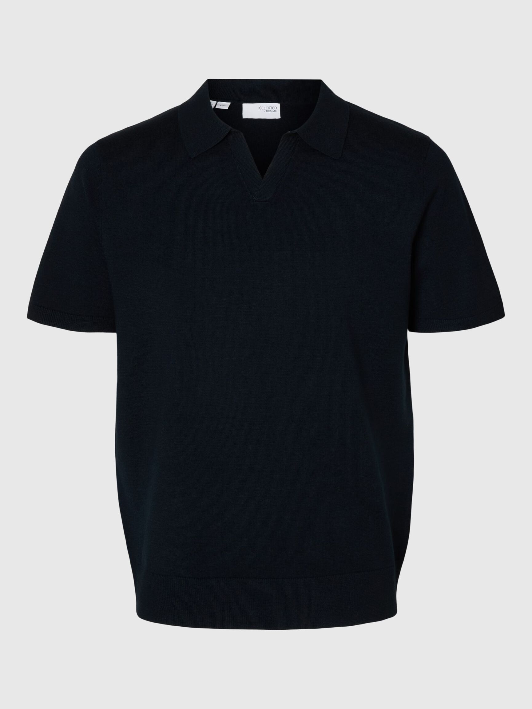 KNITTED POLO SHIRT, Sky Captain, highres