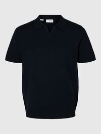 KNITTED POLO SHIRT, Sky Captain, highres