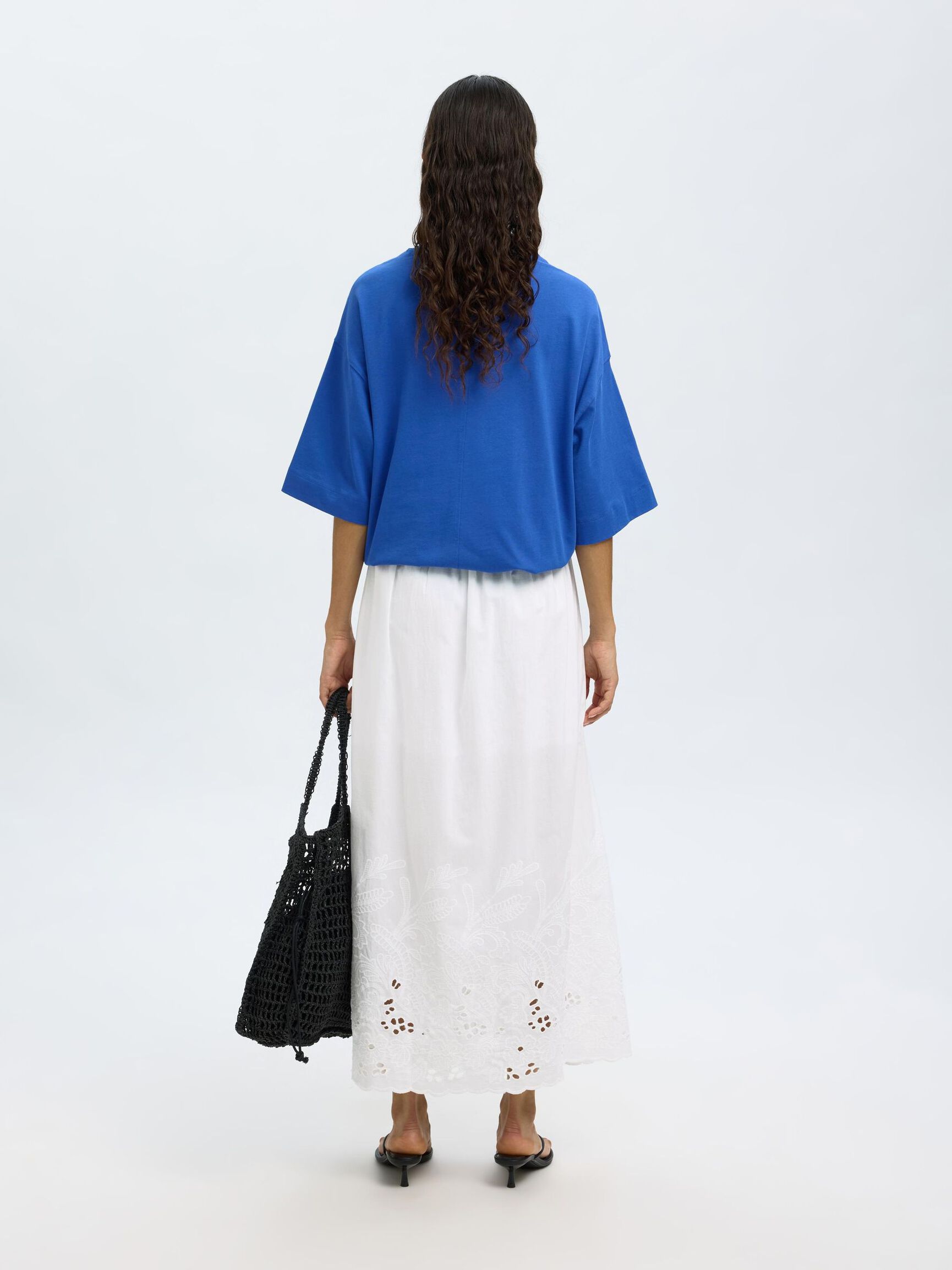 BRODERIE ANGLAISE MAXIROCK, Bright White, highres