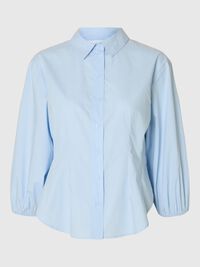 BAUMWOLL HEMD MIT 3/4 ÄRMELN, Cashmere Blue, highres