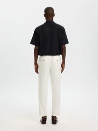 SLIM TAPERED LINEN BLEND TROUSERS, Cloud Dancer, highres