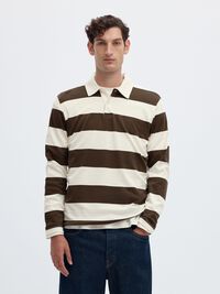 STRIPED COTTON LONG-SLEEVED POLO, Delicioso, highres
