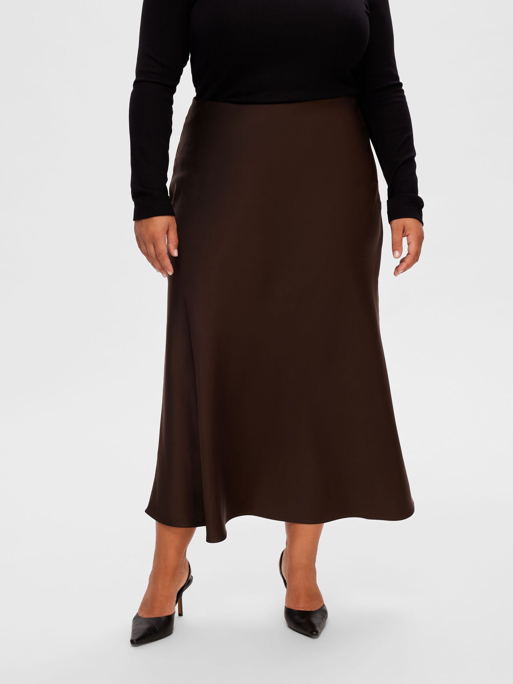 SATIN MIDI SKIRT, Java, highres