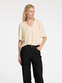 LOOSE FIT V-NECK TOP, Birch, highres