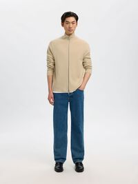 RELAXED FIT STRICKJACKE, Oatmeal, highres