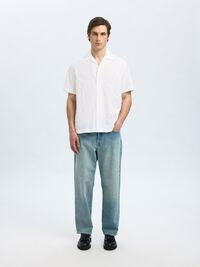 BORDADO CAMISA DE MANGA CORTA, Bright White, highres