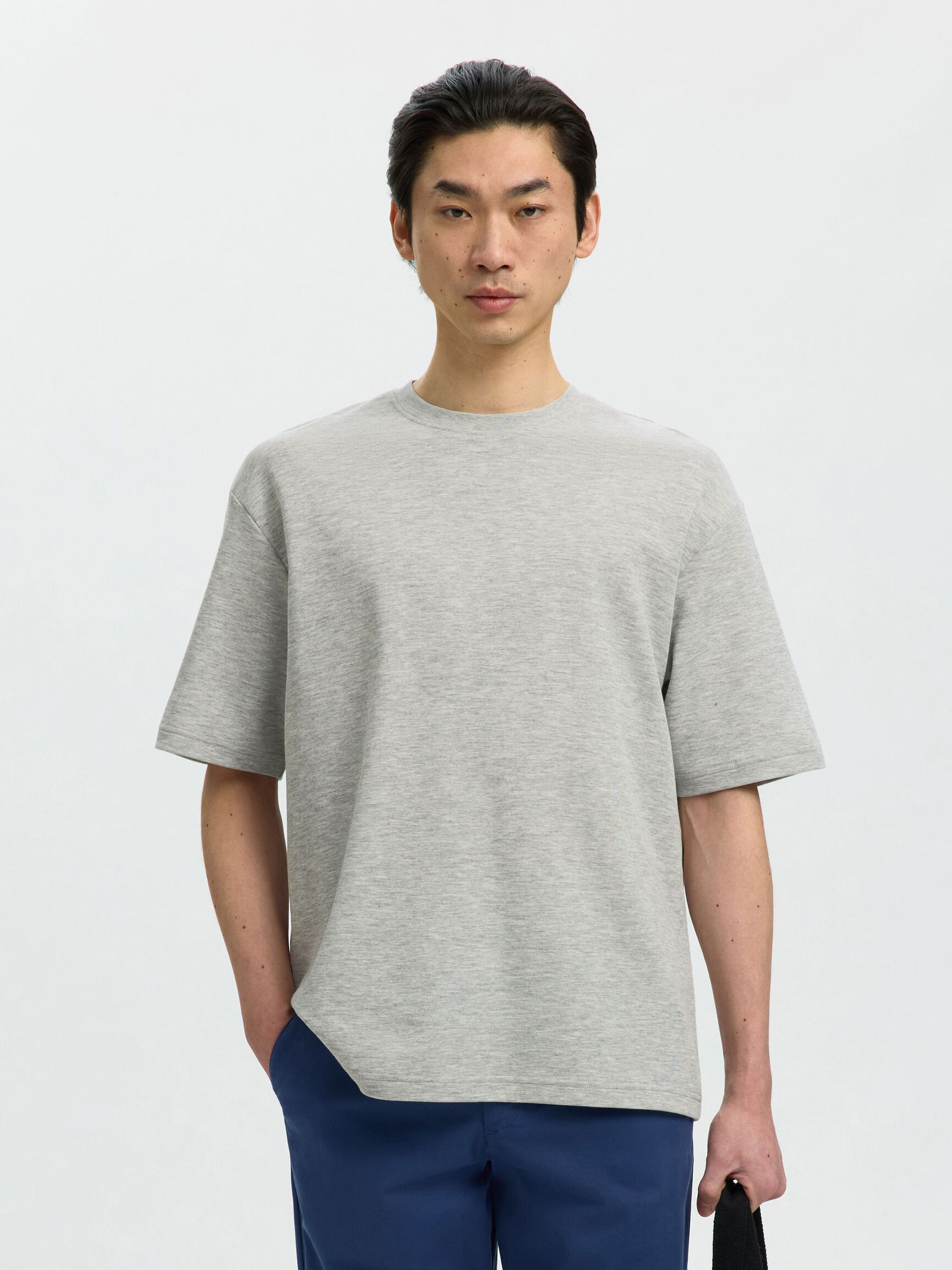 LOOSE FIT T-SHIRT, Light Grey Melange, highres