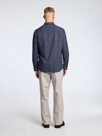 LONG SLEEVED FLANNEL SHIRT, Medium Blue Denim, highres