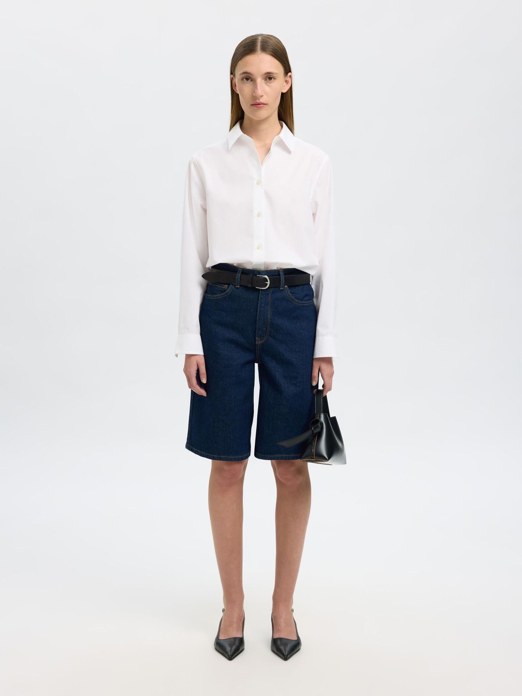 DENIM BERMUDA SHORTS, Dark Blue Denim, highres