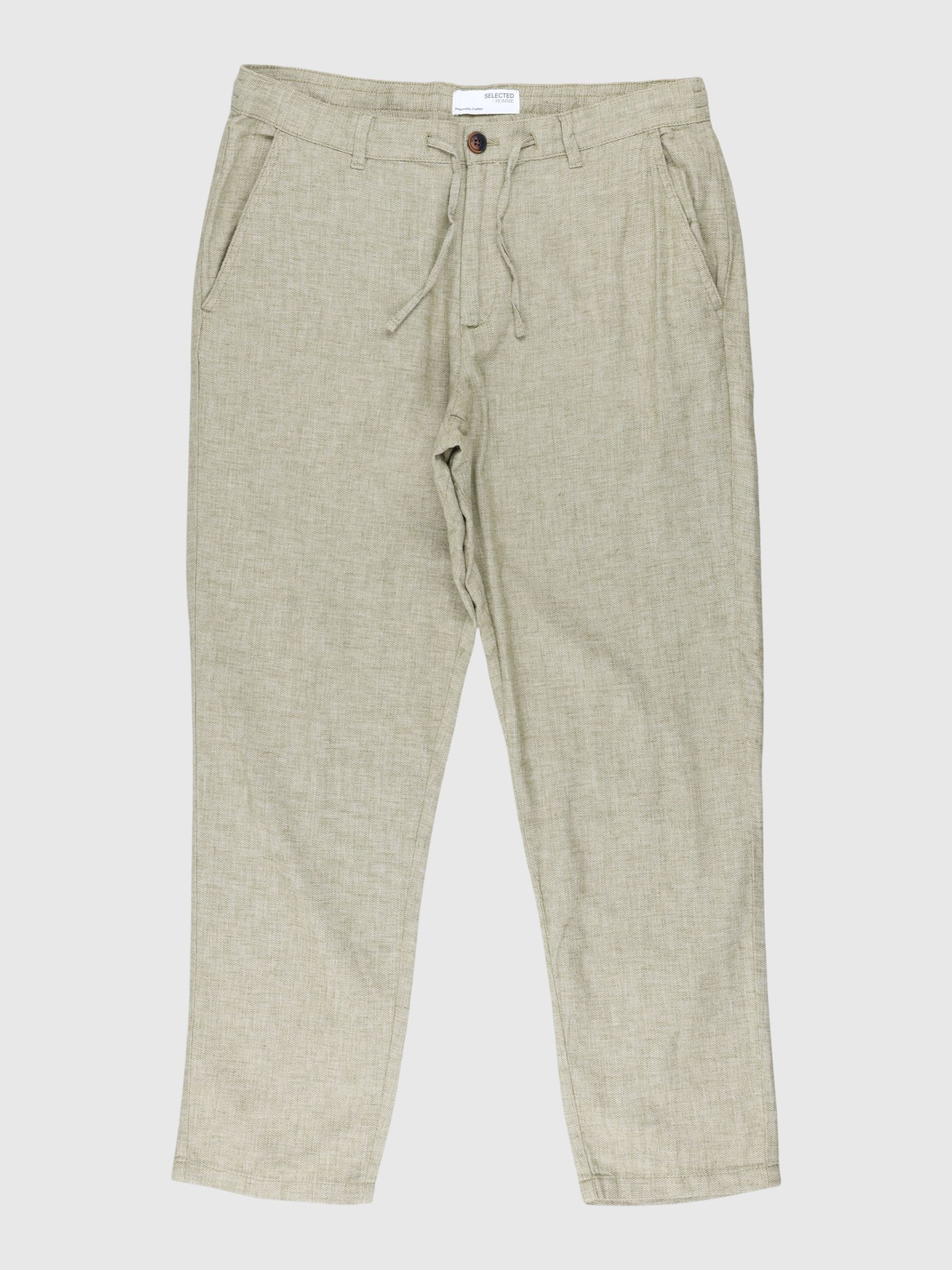 SLIM TAPERED LEINENMIX HOSE, Olive Branch, highres