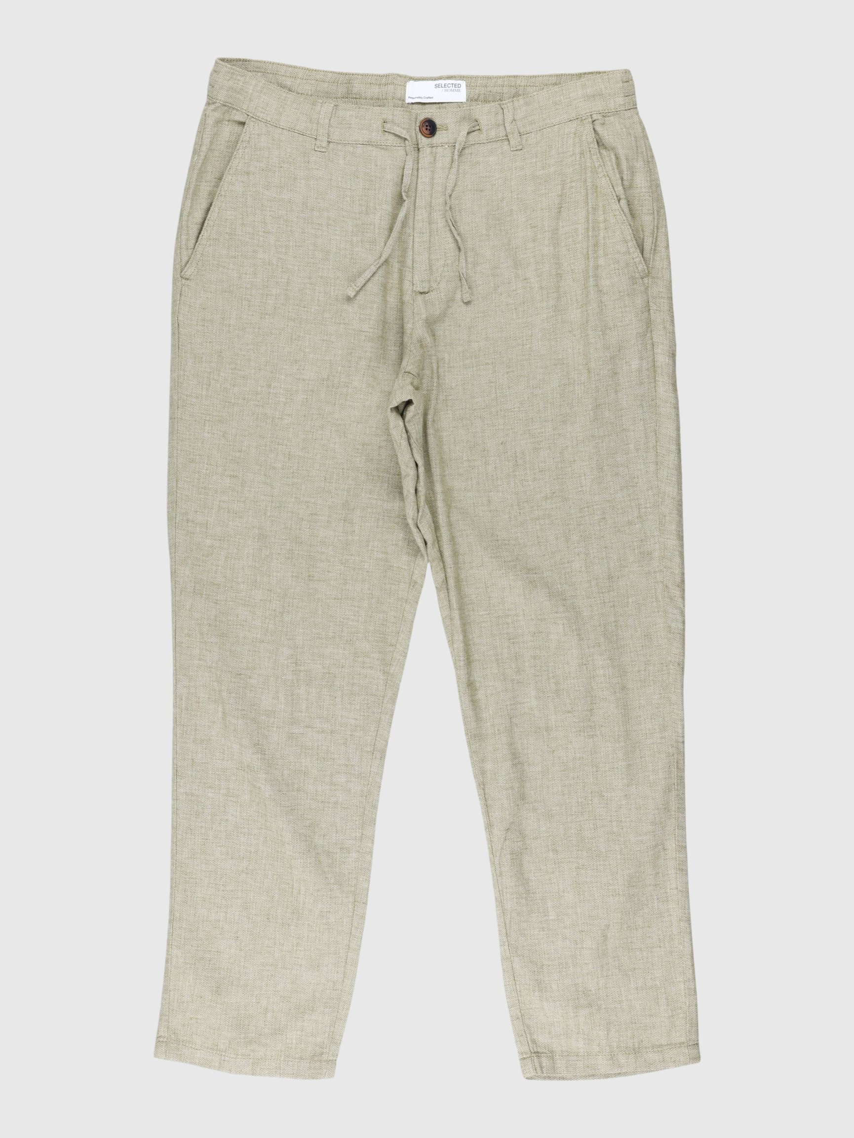 SLIM TAPERED LEINENMIX HOSE, Olive Branch, highres