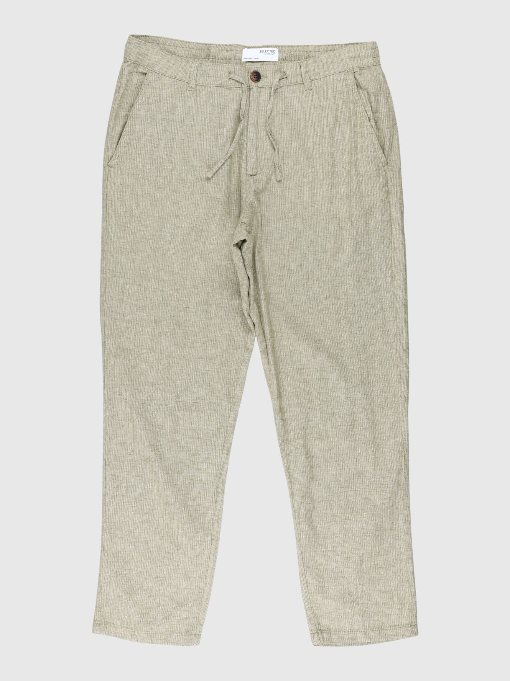SLIM TAPERED LEINENMIX HOSE, Olive Branch, highres