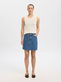 HIGH WAIST JEANSROCK, Medium Blue Denim, highres