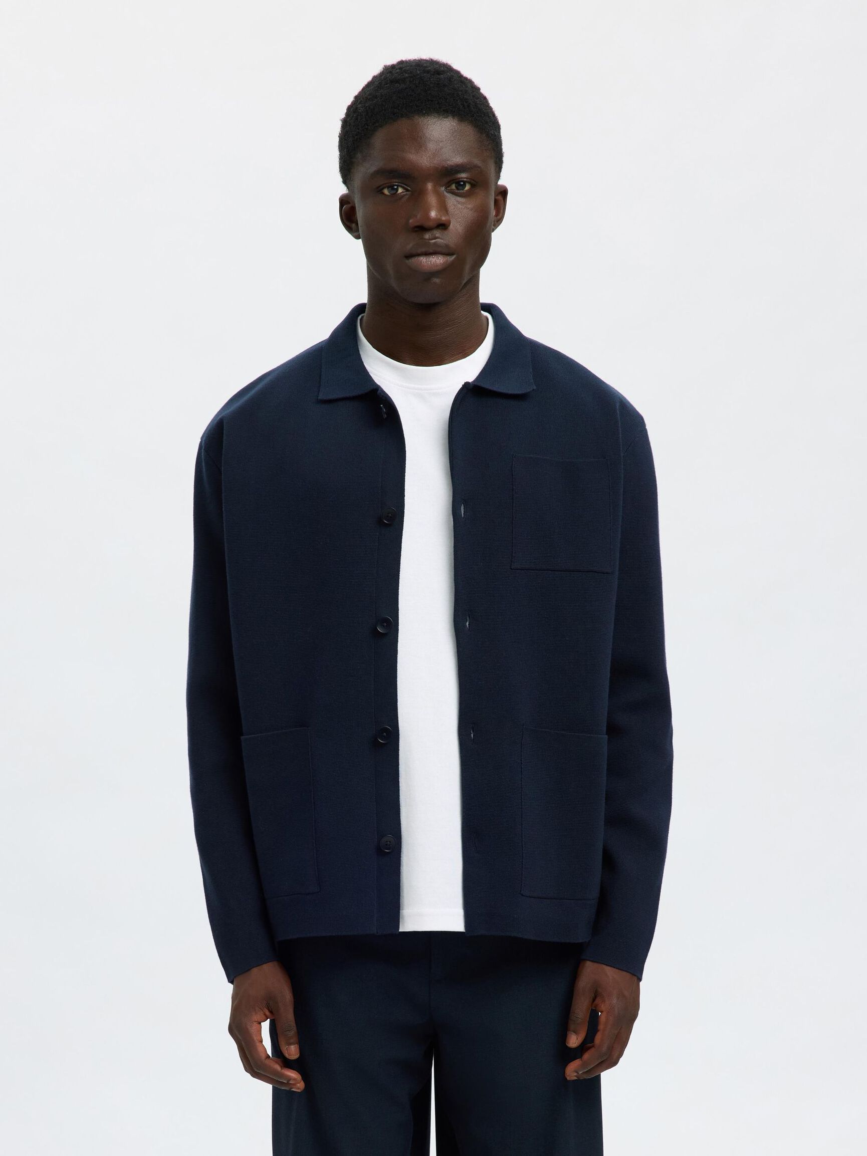 RELAXED FIT KNITTED CARDIGAN, Sky Captain, highres