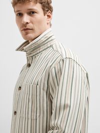 STRIPED COTTON OVERSHIRT, Egret, highres