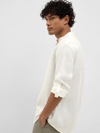 100% LEINEN LANGARMHEMD, Bright White, highres
