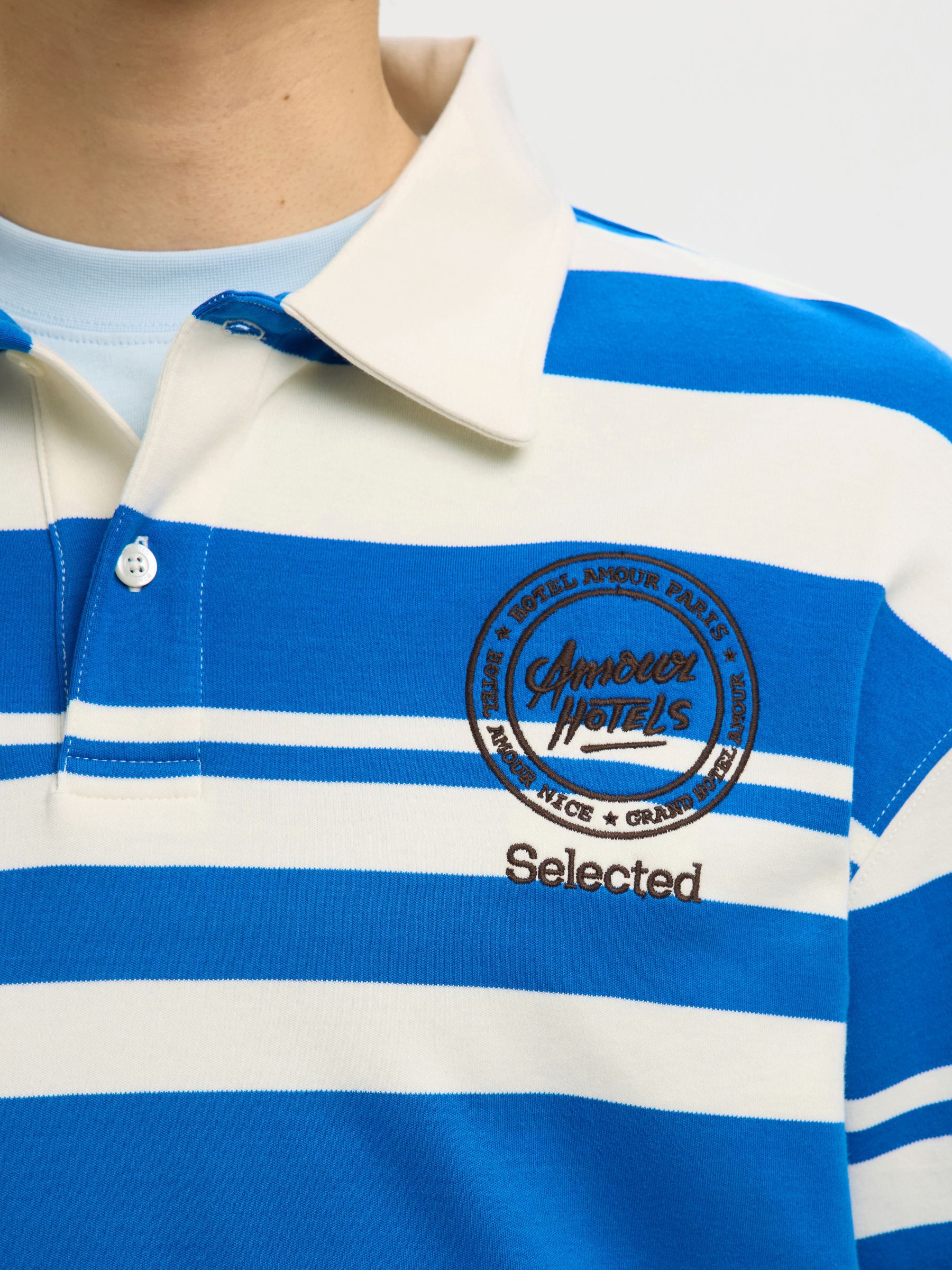 RELAXED FIT LANGARM-POLOSHIRT, Egret, highres