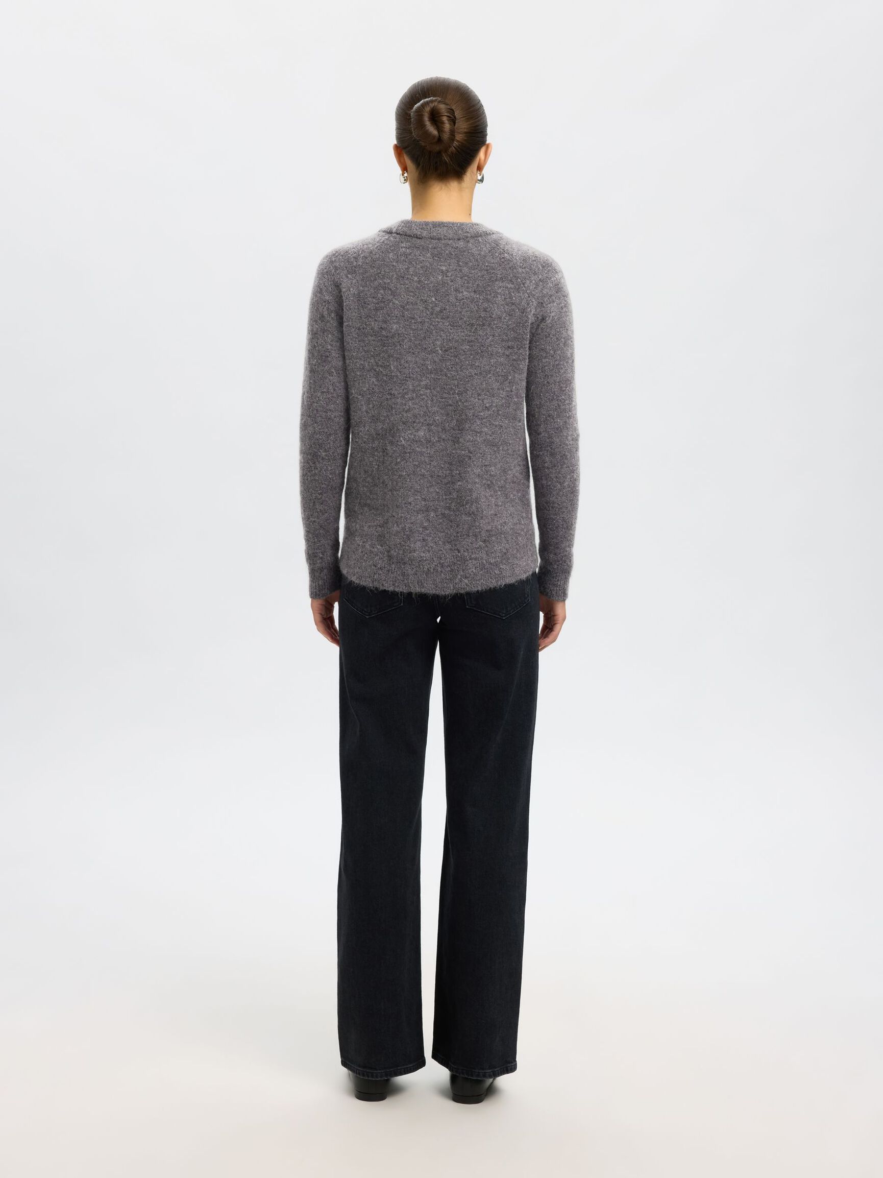 WOOL BLEND JUMPER, Medium Grey Melange, highres