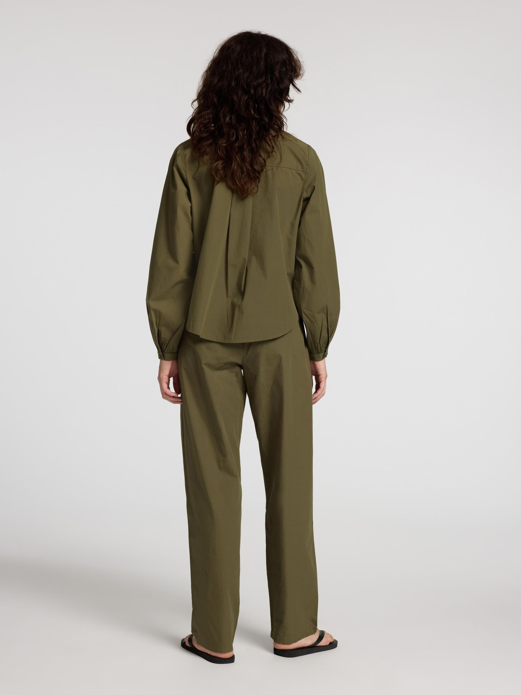 COTTON HIGH WAISTED TROUSERS, Kalamata, highres