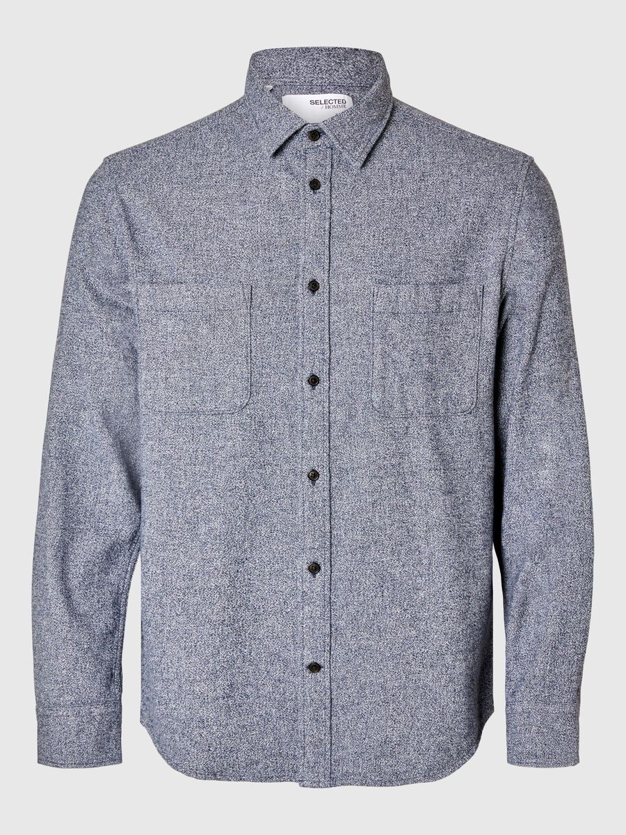 Selected 100% COTTON FLANNEL SHIRT, Medium Blue Melange, highres - 16094899_MediumBlueMelange_1126861_001.jpg